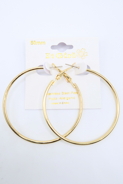 Jeans Warehouse Hawaii - BASIC HOOPS - MEDIUM GOLD HOOPS | By JOIA TRADING