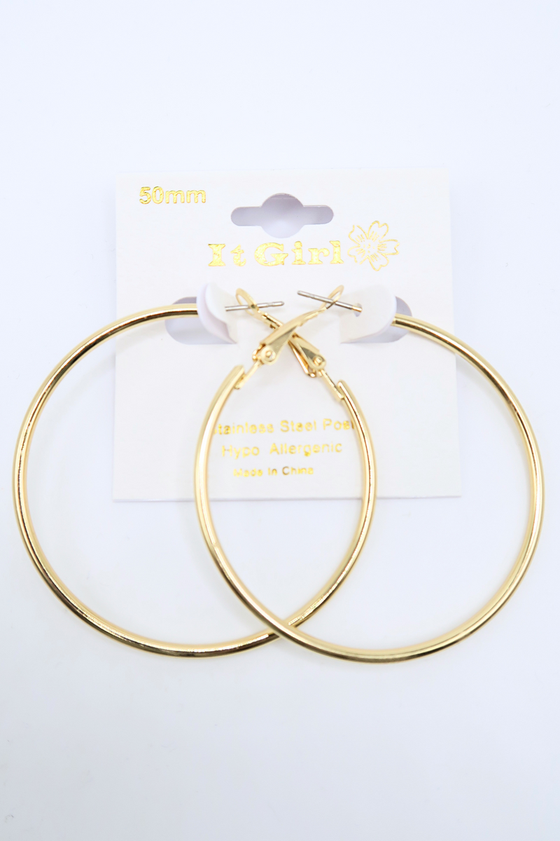 Jeans Warehouse Hawaii - BASIC HOOPS - MEDIUM GOLD HOOPS | By JOIA TRADING