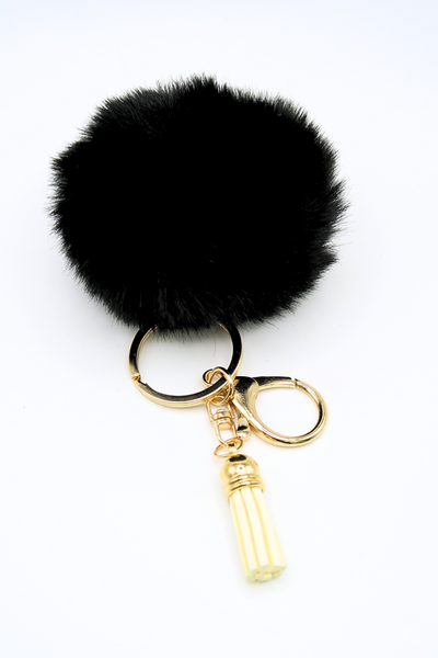 Jeans Warehouse Hawaii - KEYCHAINS - BLACK FUZZY KEYCHAIN | By GREENWELL PROMOTIONS LTD