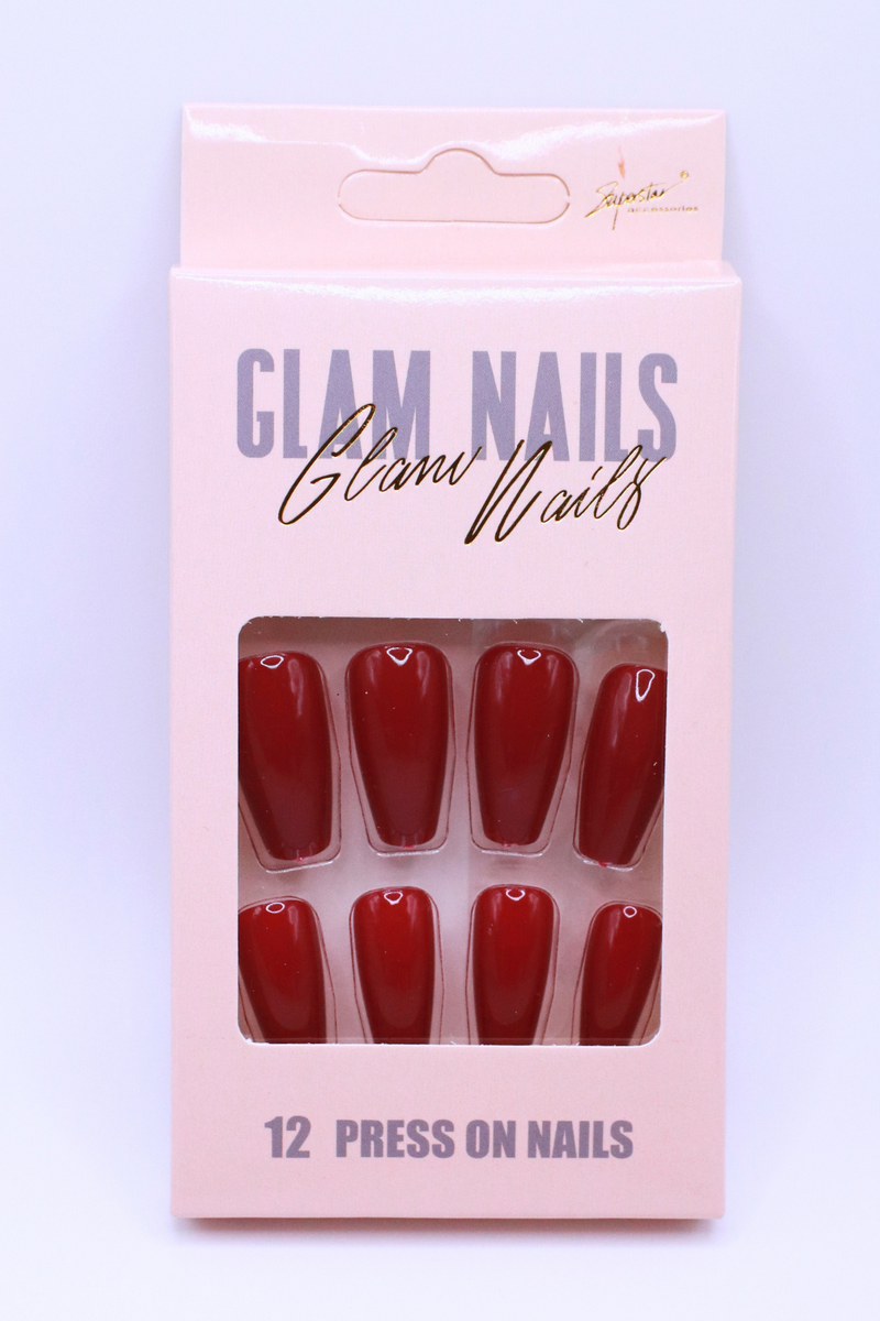 Jeans Warehouse Hawaii - PRESS ON NAILS - DARK RED COFFIN PRESS ON NAILS | By AMEN TRADING