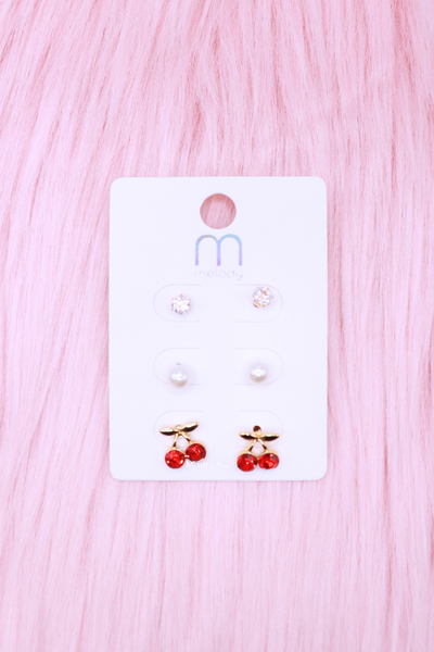 Jeans Warehouse Hawaii - MULTI ON CARD - CHERRY STUD SET | By ODIN FASHION CORP