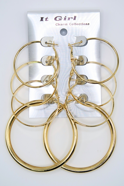 Jeans Warehouse Hawaii - MULTI ON CARD - GOLD HOOPS SET | By JOIA TRADING