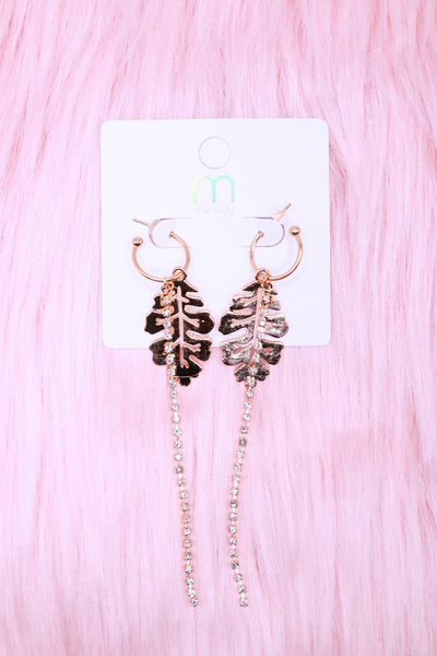 Jeans Warehouse Hawaii - DANGLE - MONSTERA DANGLE EARRINGS | By ODIN FASHION CORP