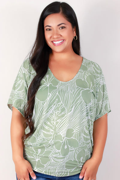 Jeans Warehouse Hawaii - PLUS PRINTED S/S - SECRET GARDEN DOLMAN TOP | By ZENOBIA