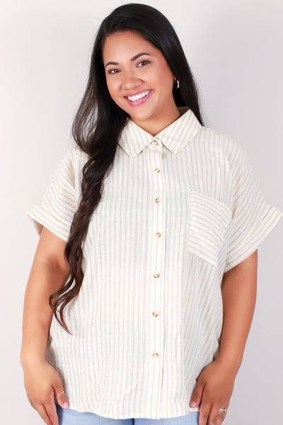 Jeans Warehouse Hawaii - PLUS S/S PRINT WOVEN TOPS - BRUNCH MEETINGS TOP | By MINE FASHION