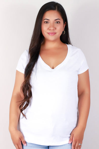 Jeans Warehouse Hawaii - PLUS BASIC V NECK TEES - DAVIE TEE | By AMBIANCE APPAREL