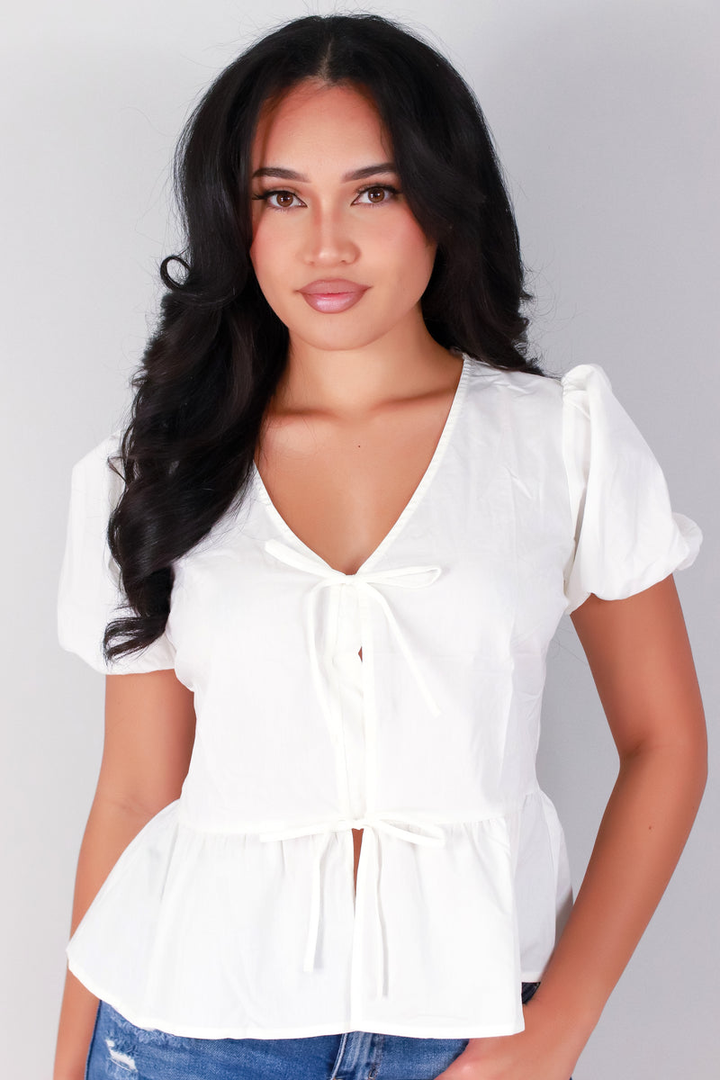 Jeans Warehouse Hawaii - S/S SOLID WOVEN DRESSY TOPS - DAINTY DOLL TOP | By ACTIVE USA