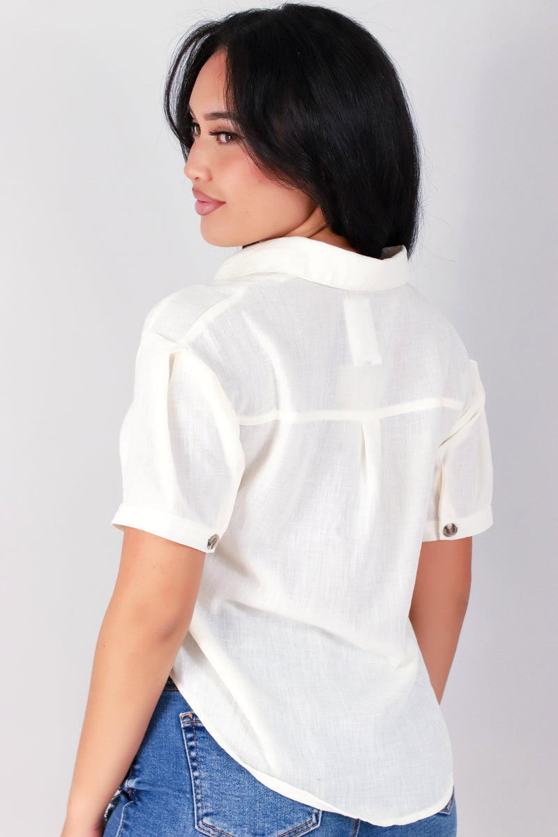 Jeans Warehouse Hawaii - S/S SOLID WOVEN CASUAL TOPS - EFFORTLESS CHIC TOP | By ACTIVE USA