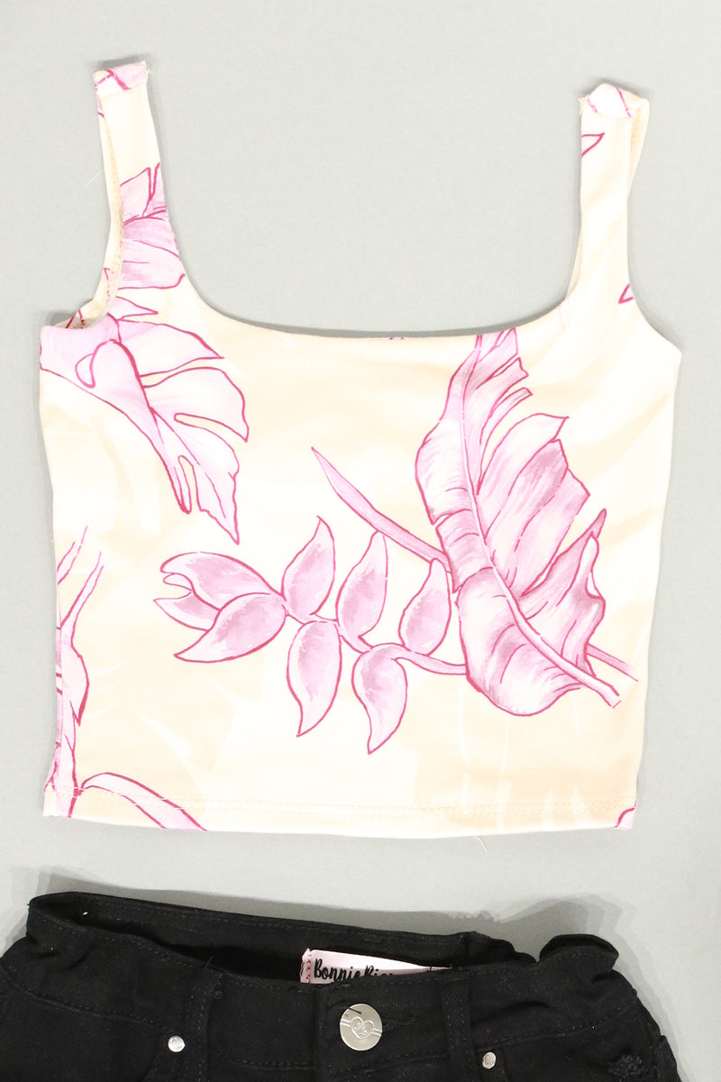 Jeans Warehouse Hawaii - S/L PRINT TOPS 4-6X - TROPICAL HELICONIA SQUARE NECK TANK TOP | KIDS SIZE 4-6X | By LUZ