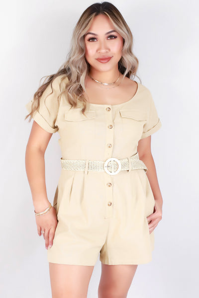 Jeans Warehouse Hawaii - SOLID ROMPERS - SHORT SLEEVE BELTED ROMPER | By MUSTARD SEED