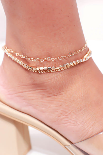 Jeans Warehouse Hawaii - BRACELETS NOVELTY - GOLD DOUBLE LAYER ANKLET | By AMEN TRADING