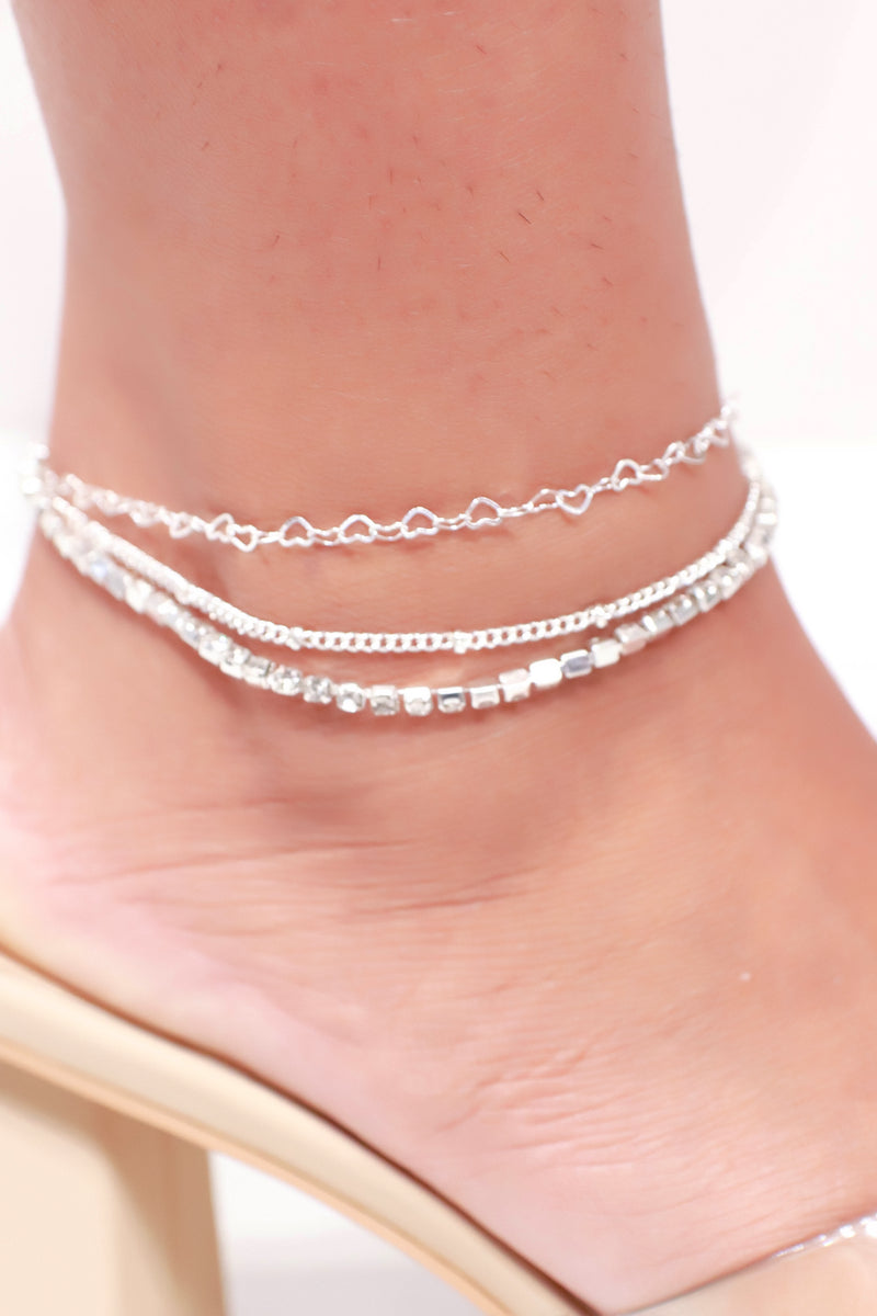 Jeans Warehouse Hawaii - BRACELETS NOVELTY - SILVER DOUBLE LAYER ANKLET | By AMEN TRADING