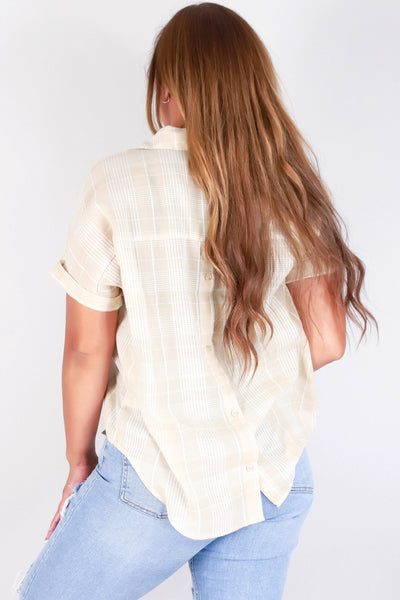 Jeans Warehouse Hawaii - S/S PRINT WOVEN TOPS - PLAID SPLIT NECK TOP | By MUSTARD SEED