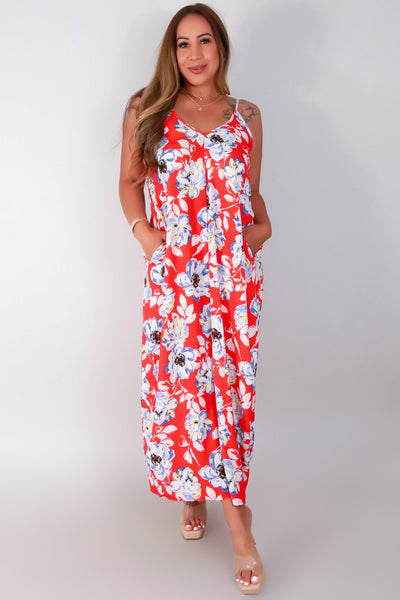 Jeans Warehouse Hawaii - PRINT LONG DRESSES - SLEEVELESS PEONY MAXI DRESS | By TYCHE