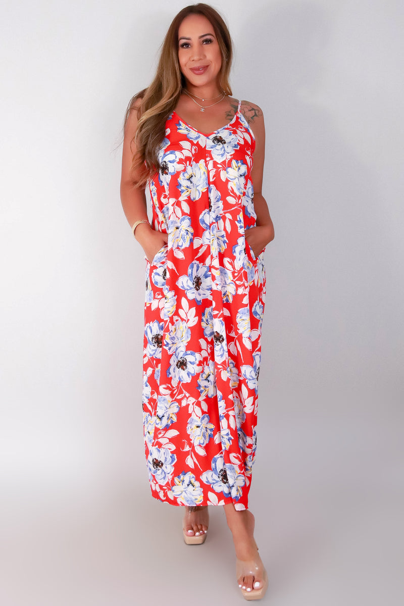 Jeans Warehouse Hawaii - PRINT LONG DRESSES - SLEEVELESS PEONY MAXI DRESS | By TYCHE