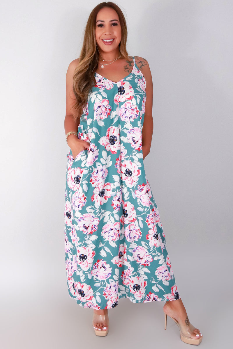 Jeans Warehouse Hawaii - PRINT LONG DRESSES - SLEEVELESS PEONY MAXI DRESS | By TYCHE