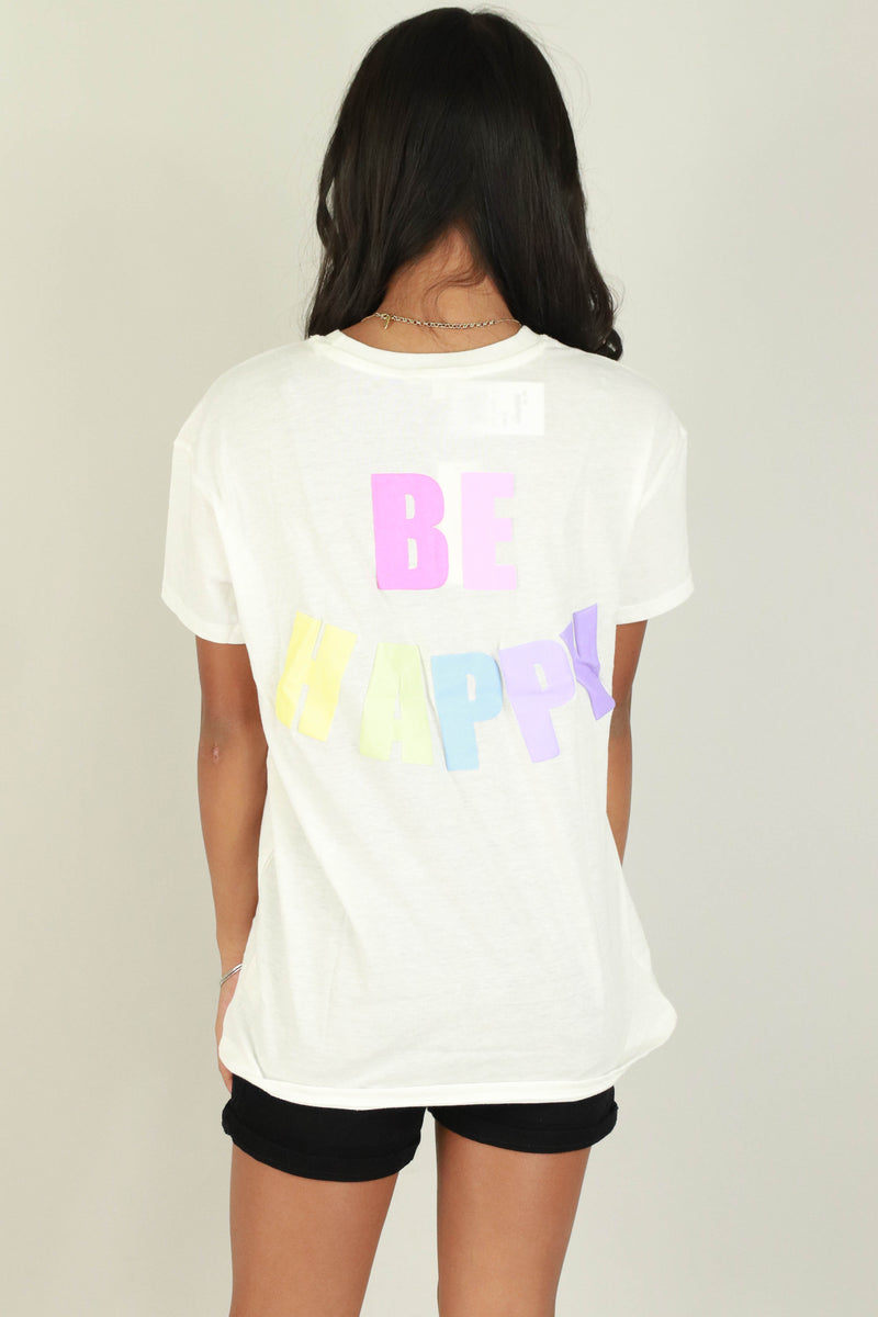 Jeans Warehouse Hawaii - S/S PRINT 7-16 - BE HAPPY TOP | KIDS SIZE 7-16 | By IKEDDI IMPORTS