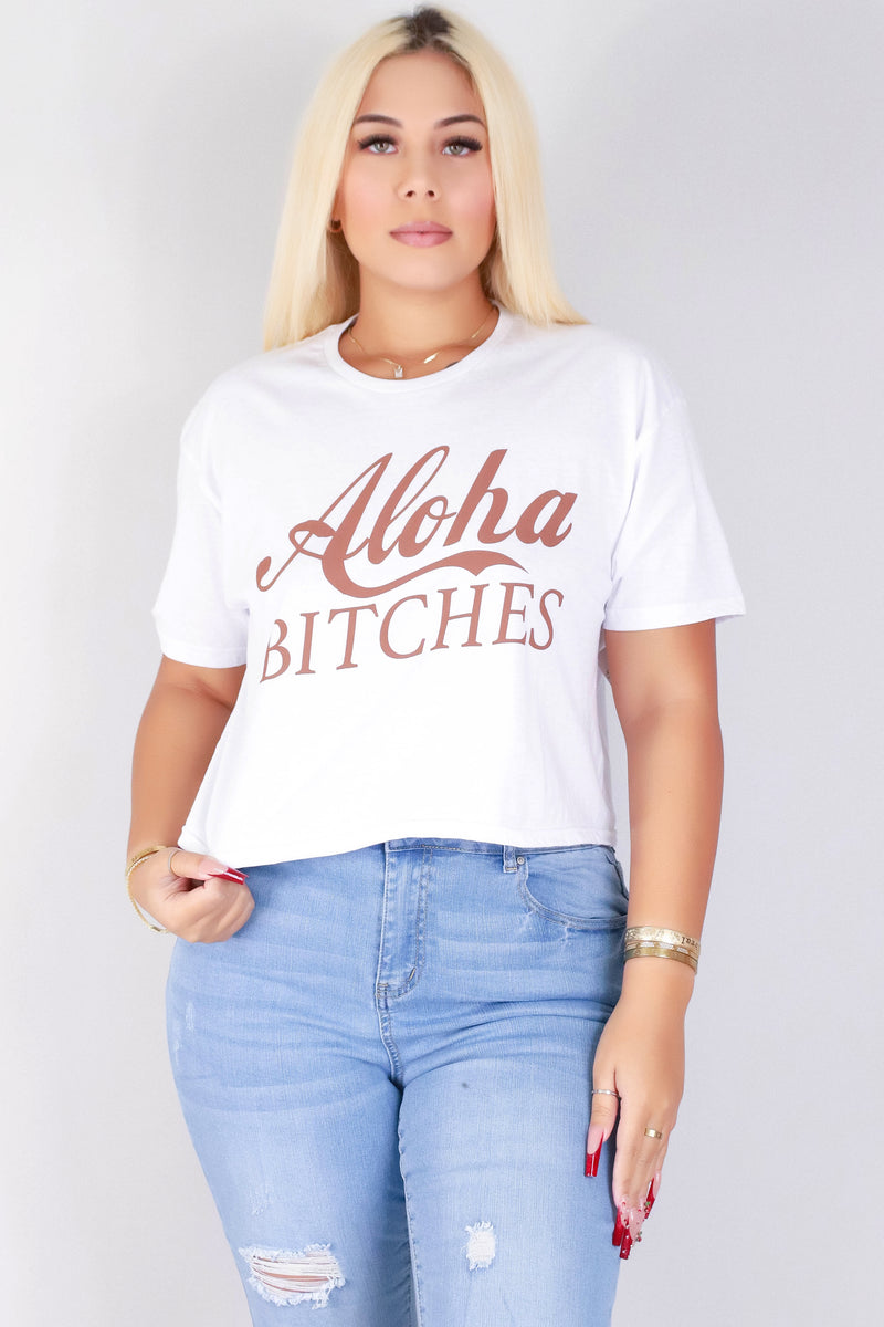 Jeans Warehouse Hawaii - PLUS S/S SCREENS - ALOHA BITCHES TOP | By JANTZEN BRANDS CORP