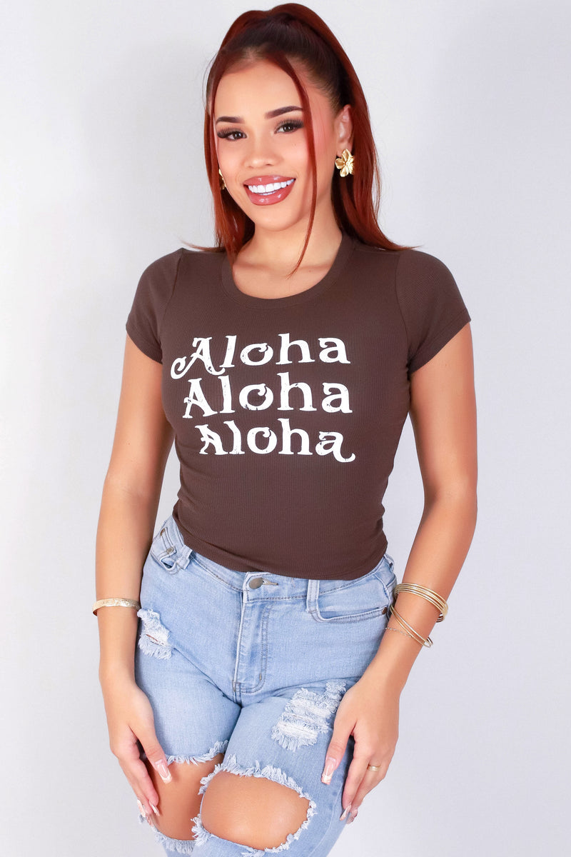 Jeans Warehouse Hawaii - S/S SCREEN - ALOHA CROP TOP | By POPULAR 21