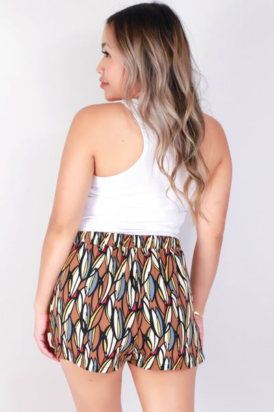 Jeans Warehouse Hawaii - PRINT WOVEN SHORTS - PULL ON ART DECO LEAF SHORTS | By TYCHE