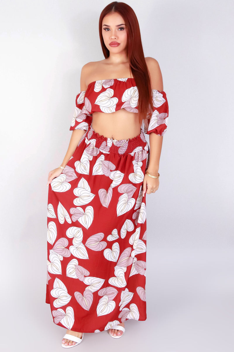 Jeans Warehouse Hawaii - MATCHING SEPARATES - OFF THE SHOULDER ANTHURIUM CROP TOP | By LUZ