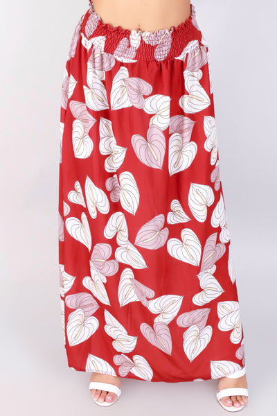 Jeans Warehouse Hawaii - MATCHING SEPARATES - SMOCKED WAIST ANTHURIUM MAXI SKIRT | By LUZ