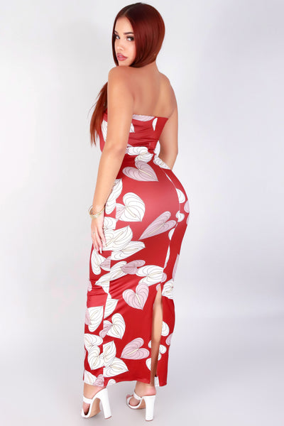 Jeans Warehouse Hawaii - S/L LONG PRINT DRESSES - ANTHURIUM TUBE DRESS | By LUZ