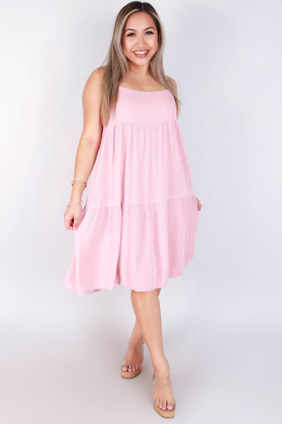 Jeans Warehouse Hawaii - SOLID SHORT DRESSES - SLEEVELESS TIERED BABYDOLL DRESS | By FINAL TOUCH