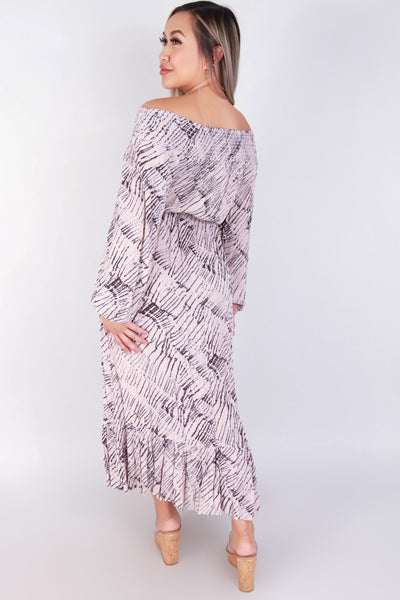 Jeans Warehouse Hawaii - PRINT LONG DRESSES - LONG SLEEVE OFF SHOULDER MAXI DRESS | By FINAL TOUCH