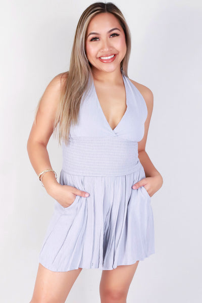 Jeans Warehouse Hawaii - SOLID ROMPERS - SLEEVELESS TIE HALTER ROMPER | By FINAL TOUCH