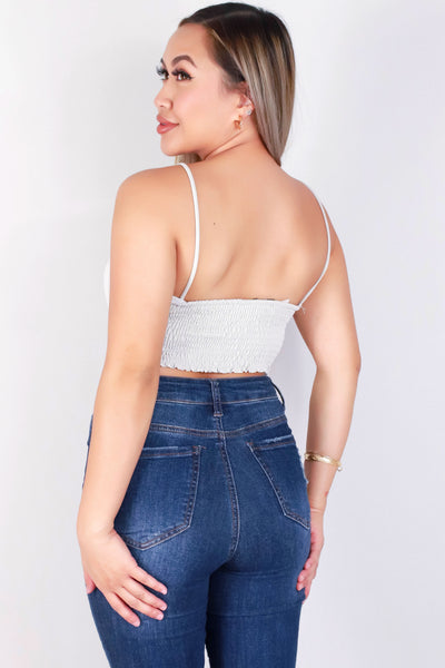 Jeans Warehouse Hawaii - S/L SOLID KNIT TOPS - SLEEVELESS SMOCKED WAIST CROPPED TOP | By FINAL TOUCH