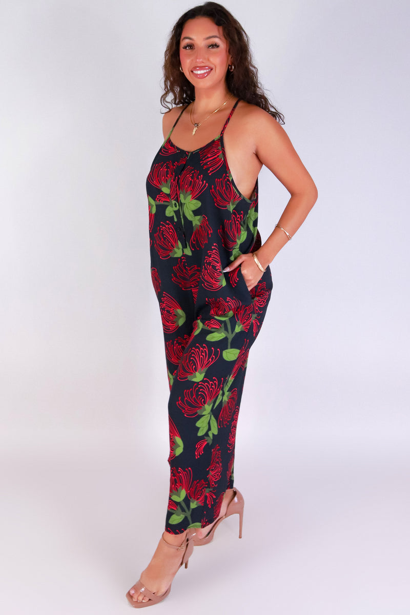 Jeans Warehouse Hawaii - PRINT CASUAL JUMPSUITS - OHIA LEHUA JUMPSUIT | By LUZ