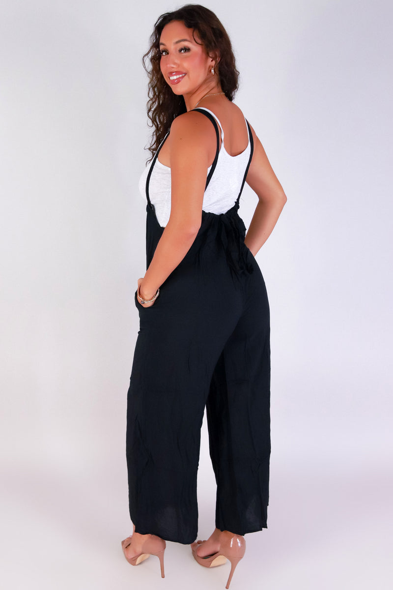 Jeans Warehouse Hawaii - SOLID CASUAL JUMPSUITS - DOLLHOUSE TIE-BACK OVERALLS | By ZENANA (KC EXCLUSIVE,INC