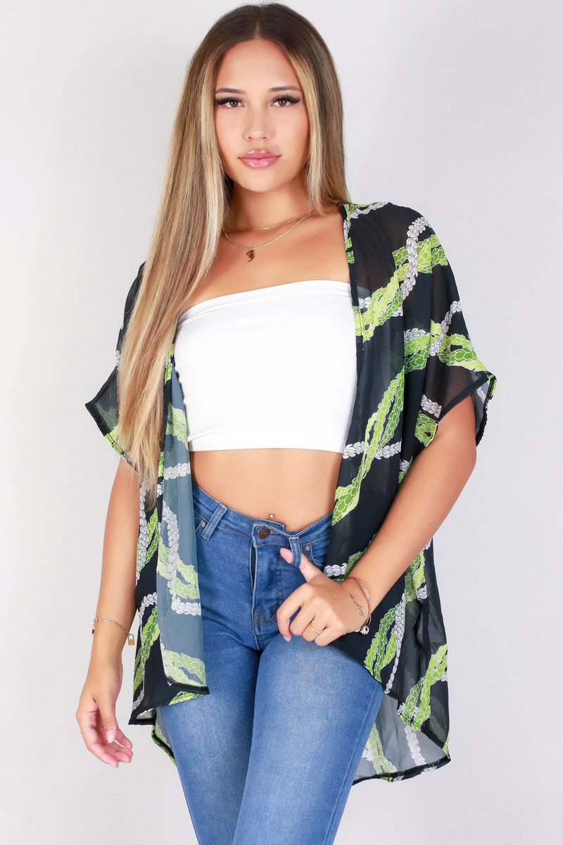 Jeans Warehouse Hawaii - S/S PRINT WOVEN DRESSY TOPS - PAKALANA CHIFFON CARDIGAN | By LUZ