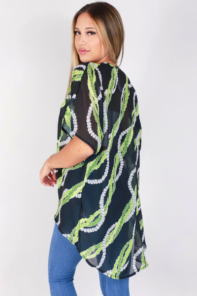 Jeans Warehouse Hawaii - S/S PRINT WOVEN DRESSY TOPS - PAKALANA CHIFFON CARDIGAN | By LUZ