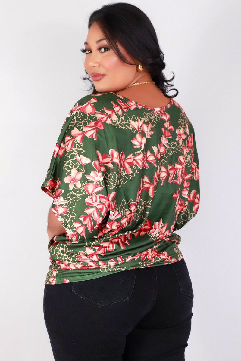 Jeans Warehouse Hawaii - PLUS PRINTED S/S - PLUMERIA DOLMAN TOP | By LUZ