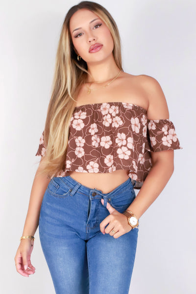 Jeans Warehouse Hawaii - S/S PRINT WOVEN DRESSY TOPS - ALOALO OFF THE SHOULDER TOP | By LUZ