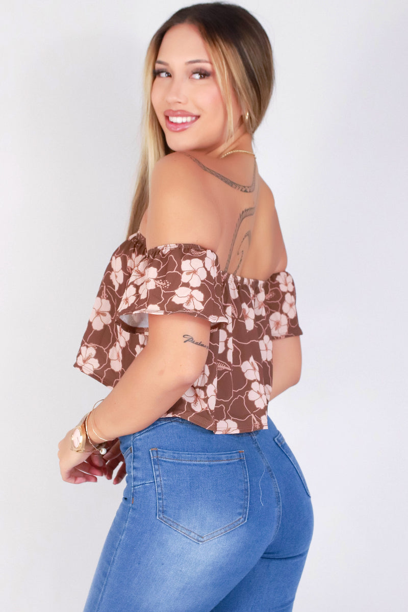 Jeans Warehouse Hawaii - S/S PRINT WOVEN DRESSY TOPS - ALOALO OFF THE SHOULDER TOP | By LUZ