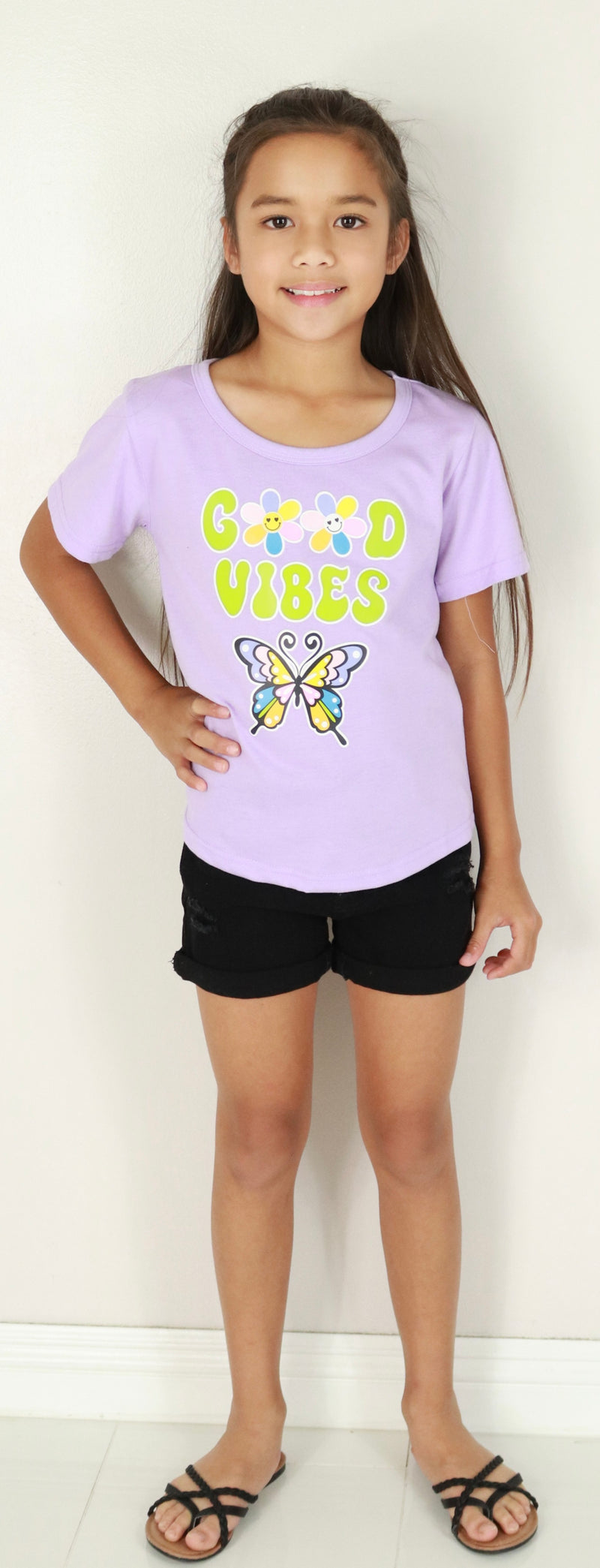 Jeans Warehouse Hawaii - S/S PRINT TOPS 4-6X - GOOD VIBES TOP | KIDS SIZE 4-6X | By CUTIE PATOOTIE