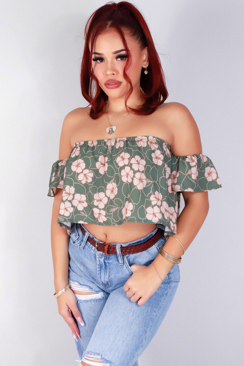 Jeans Warehouse Hawaii - S/S PRINT WOVEN DRESSY TOPS - ALOALO OFF THE SHOULDER TOP | By LUZ