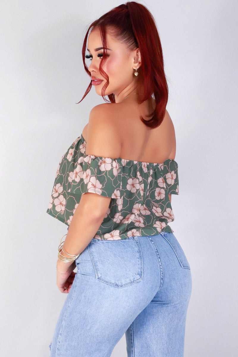 Jeans Warehouse Hawaii - S/S PRINT WOVEN DRESSY TOPS - ALOALO OFF THE SHOULDER TOP | By LUZ