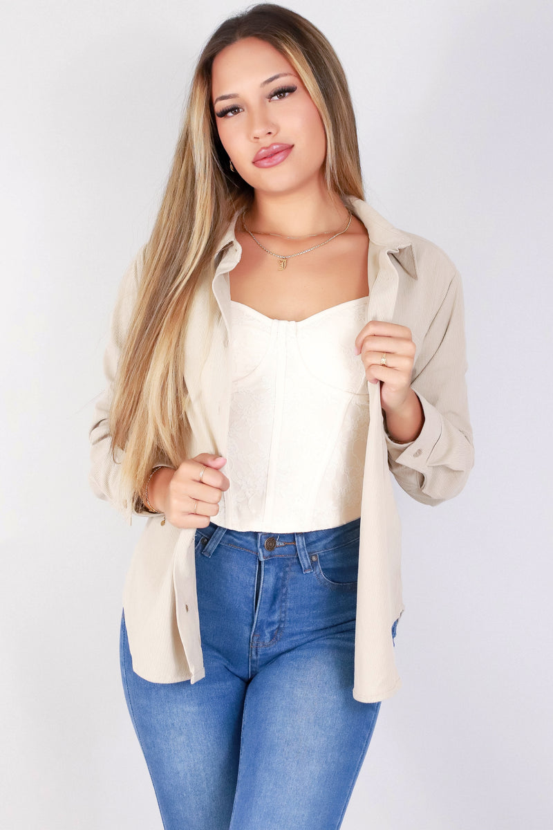 Jeans Warehouse Hawaii - L/S SOLID WOVEN CASUAL TOPS - LOOKING SUPER FINE IN YOUR CORDUROY TOP | By STYLE MELODY