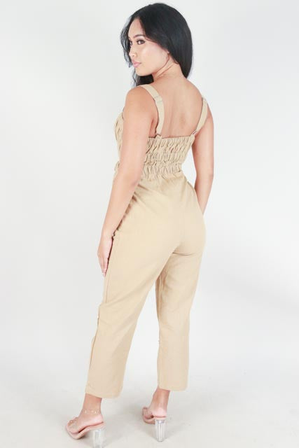 Jeans Warehouse Hawaii - SOLID JUMPERS - FRONT ZIP RUCHED JUMPSUIT | By MUSTARD SEED