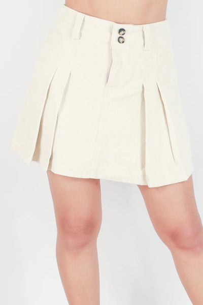 Jeans Warehouse Hawaii - SOLID SHORT SKIRTS - PLEATED CORDUROY MINI SKIRT | By VERY J