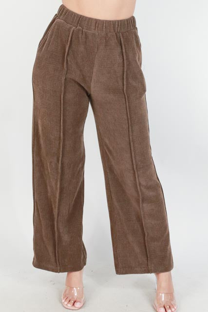 Jeans Warehouse Hawaii - SOLID KNIT PANTS - WIDE LEG CORDUROY PANTS | By VERY J