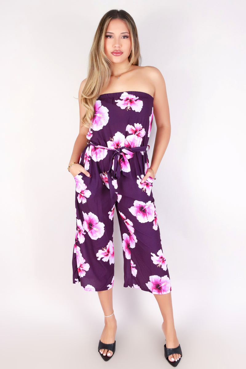 Jeans Warehouse Hawaii - PRINT CASUAL JUMPSUITS - HIBISCUS TUBE JUMPSUIT | By LUZ