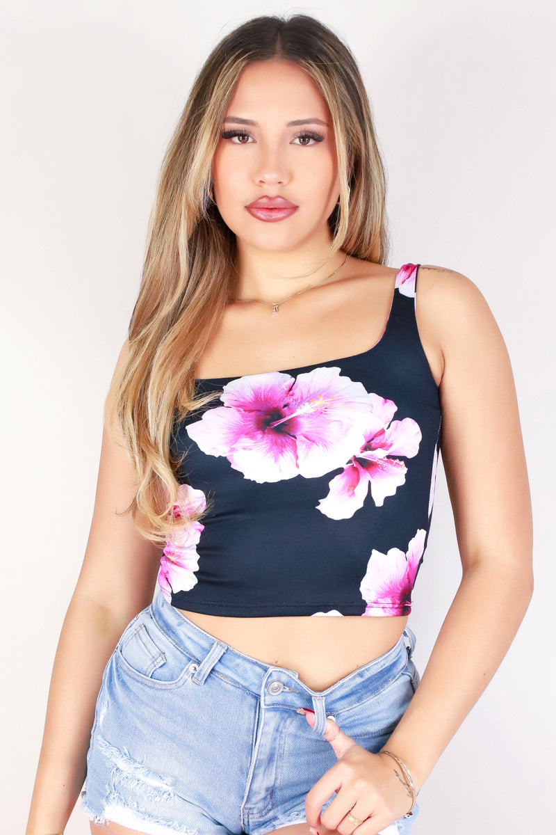 Jeans Warehouse Hawaii - SL PRINT - HIBISCUS SQUARE NECK TANK TOP | By LUZ