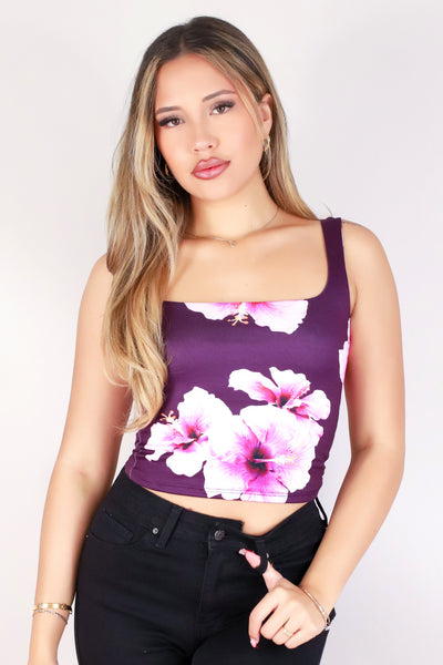 Jeans Warehouse Hawaii - SL PRINT - HIBISCUS SQUARE NECK TANK TOP | By LUZ