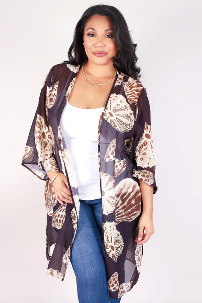 Jeans Warehouse Hawaii - PLUS S/S PRINT WOVEN TOPS - SHELL CARDIGAN | By LUZ