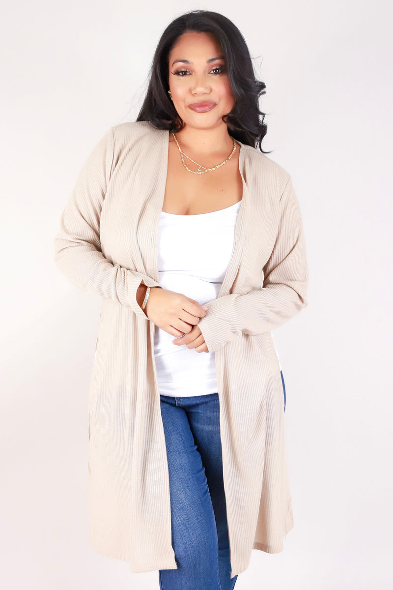 Jeans Warehouse Hawaii - PLUS SOLID LONG SLV CARDIGANS - FREE FALL DUSTER CARDIGAN | By AMBIANCE APPAREL